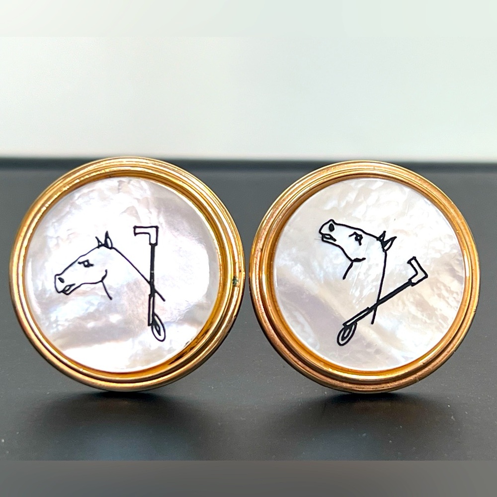 Vintage Cufflinks Polo Pony and Crop By Swank
